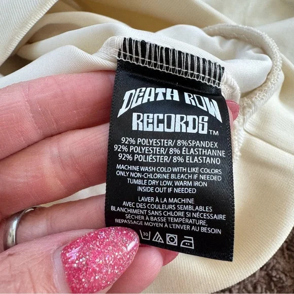 Death Row Records Cropped Leopard Velour Crewneck Sweatshirt Dr Bombay M NEW - Picture 9 of 12